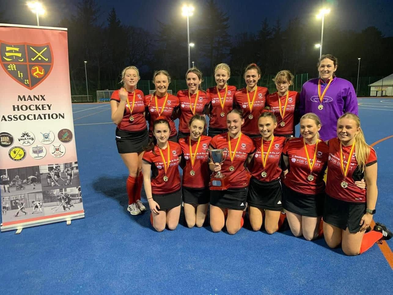 Castletown Ladies A celebrating their 2025-26 Cup win